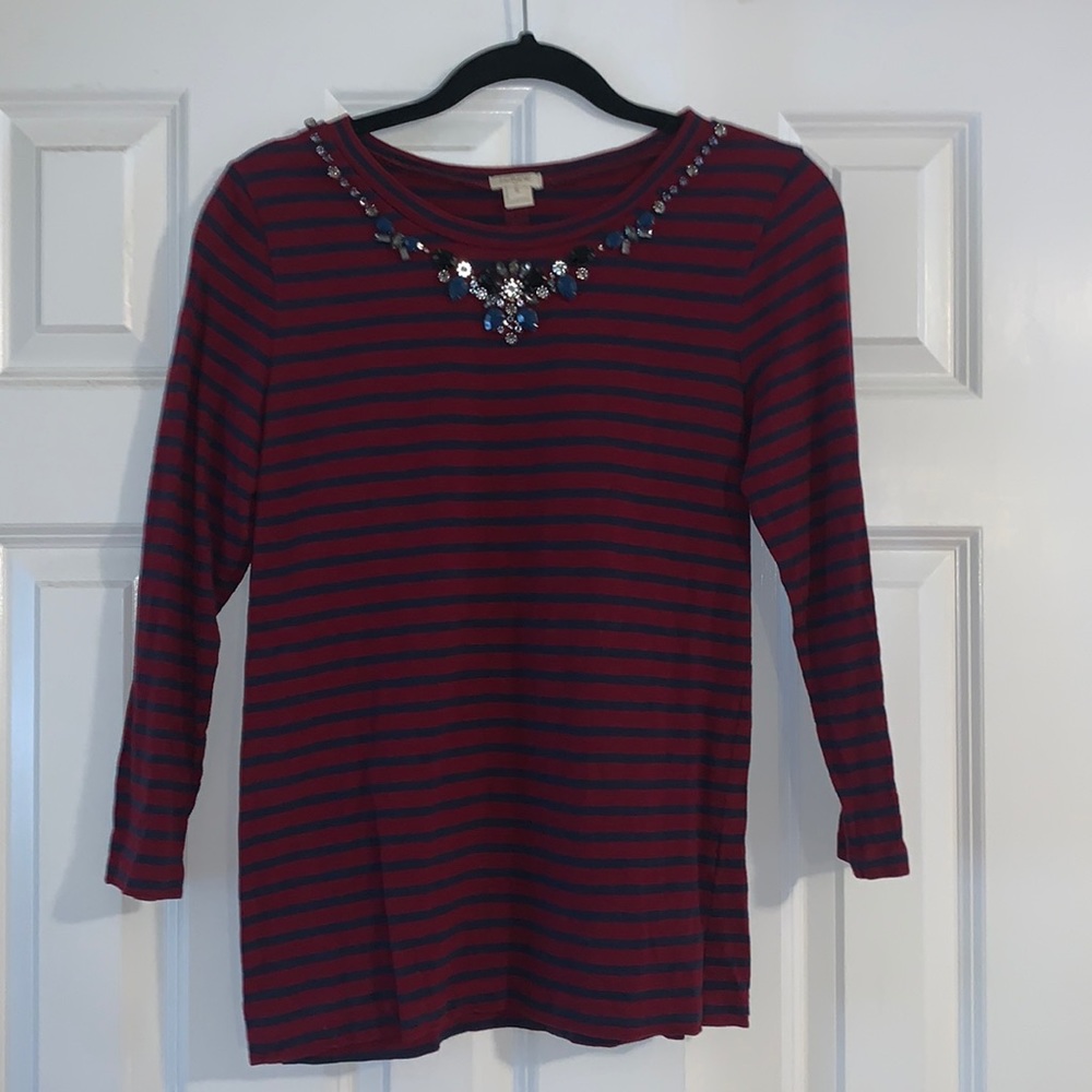 Jcrew 3/4 sleeve tops with embellishing. Size Small